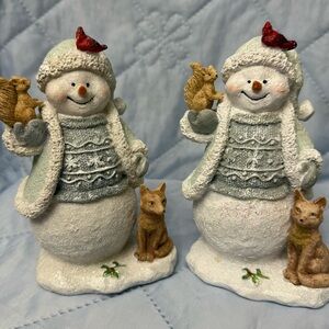2/Homemory Charming Snowman Figurines with Animals Perfect Winter Season Decor